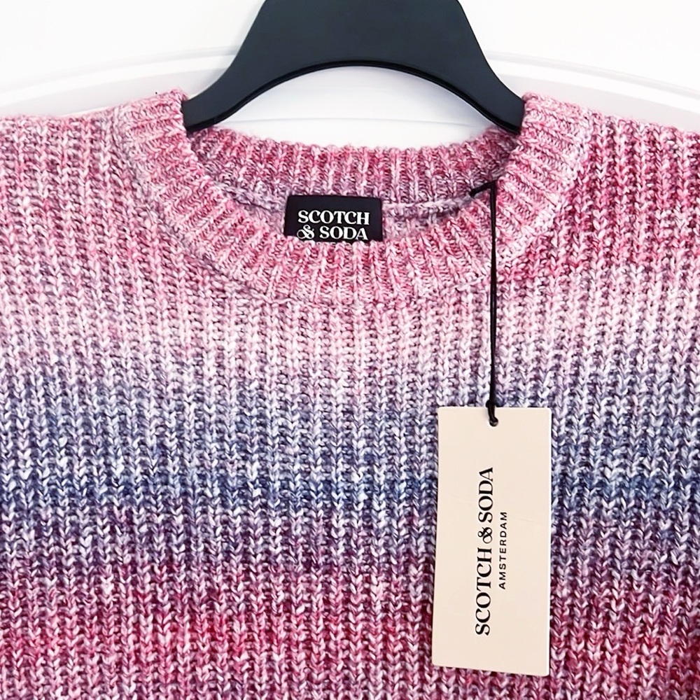 Scotch & Soda Gradient Cotton-Blend Crewneck Sweater in Blue Combo Size L NWT - Picture 10 of 16